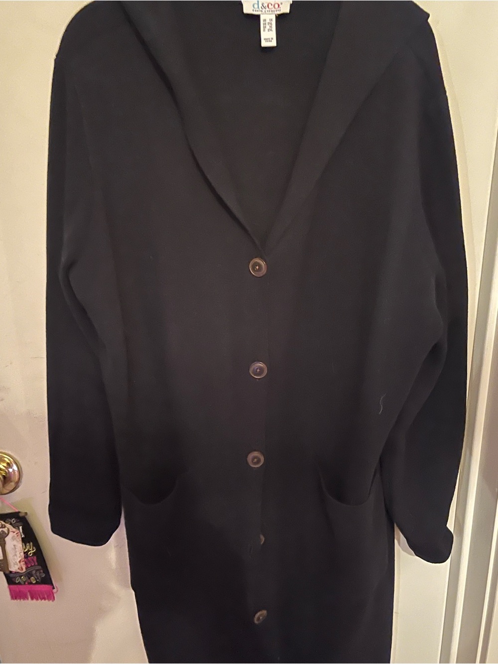 Black Button-Front Women’s Sweater Cardigan with Hood